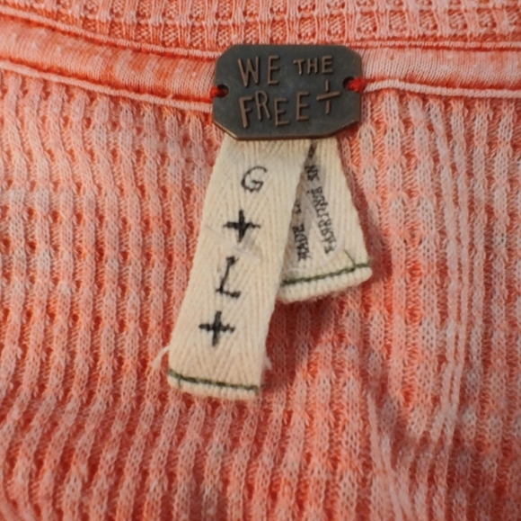 We The Free Kai Babydoll Red Henley Large Boho Waffle Tunic - Picture 3 of 13